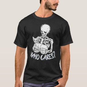 Camiseta Skelleton Gótico Com Gato Que Se Preocupa Com Ae E