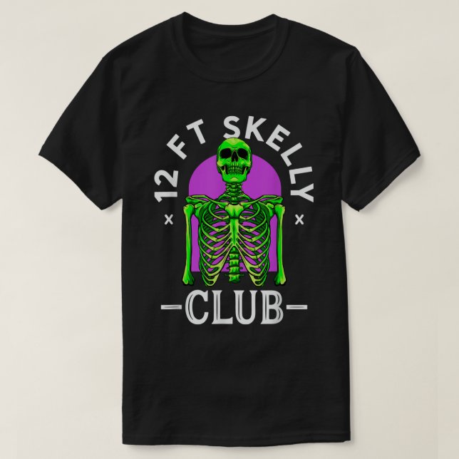 Camiseta Skelly Club de 12 pés - Halloween 12 pés Skeleton  (Frente do Design)