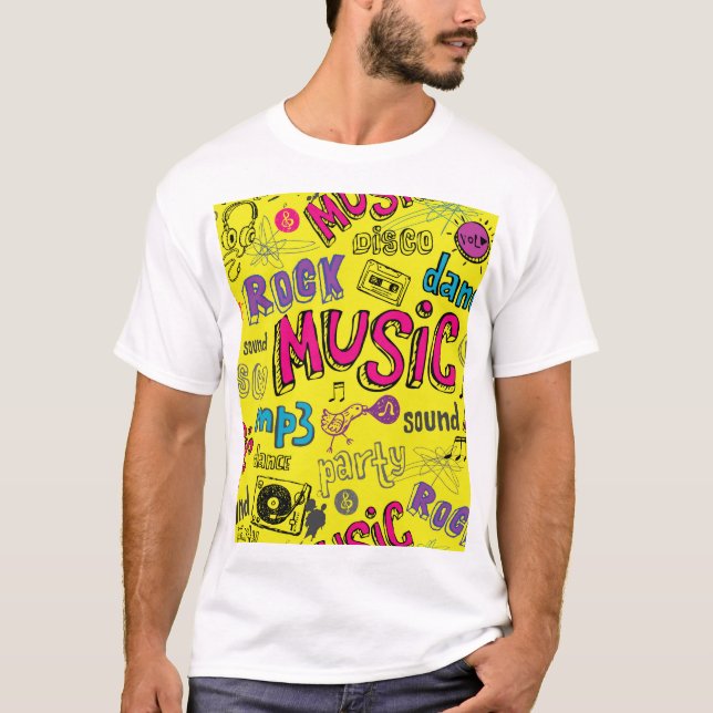 Camiseta Sketchy Music Doodles - Fundo Invisível (Frente)
