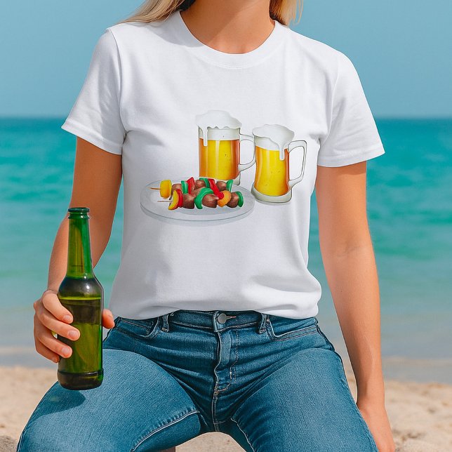 Camiseta Skewers de churrasco e Cookout de Verão de Cerveja (Criador carregado)