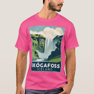 Camiseta Skgafoss Waterfall Islândia Caminhando Camping Skg
