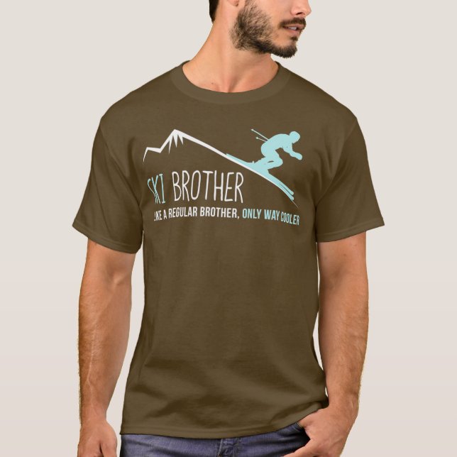 Camiseta Ski Brother Engraçado Bonito Presente no Esqui de  (Frente)