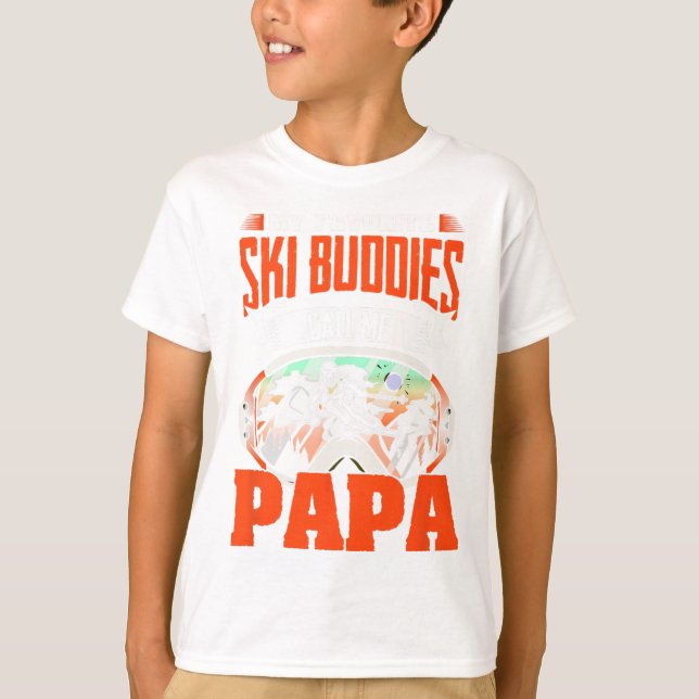 Camiseta Ski Buddies Me Chame Papa Skier Skier Esportes de  (Frente)