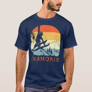Camiseta Ski Chamoni, França Vintage Retro Snow Skiing Vaca