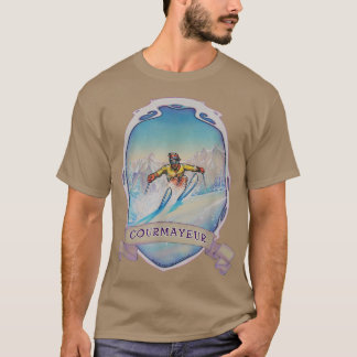 Camiseta Ski Courmayeur, Italy Vintage Snow Skiing Vacation