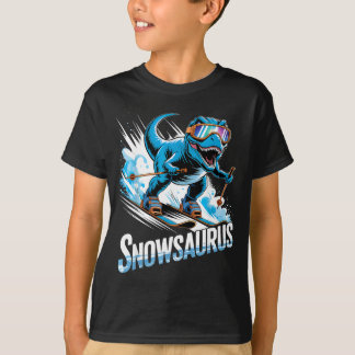 Camiseta Ski Dinosaur Winter Sport Skier Dino Funny Skiing 