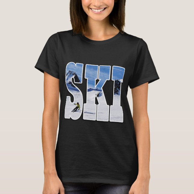 Camiseta SKI - Gift for Skier Typography Design (Frente)