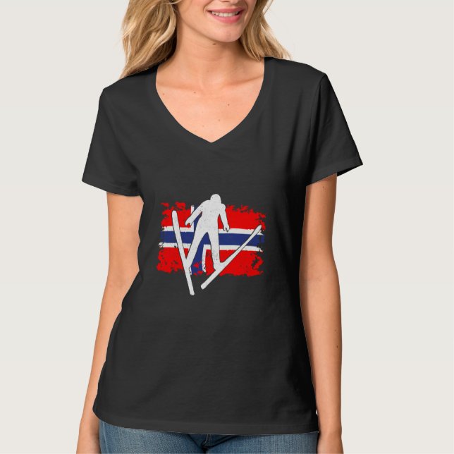 Camiseta Ski jumping Norway ski flying winter sports ski ju (Frente)