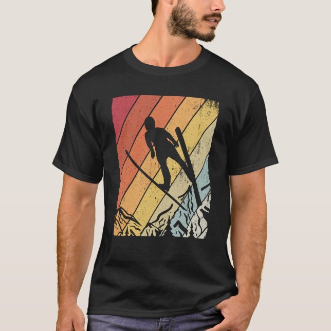 Camiseta Ski jumping retro ski flying winter sports ski jum (Frente)