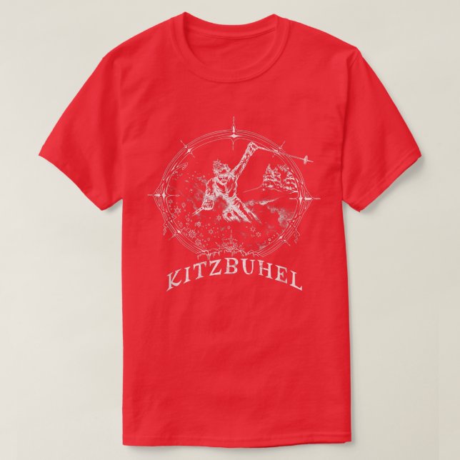 Camiseta Ski Kitzbuhel, Áustria Vintage Snow Skiation Vacat (Frente do Design)