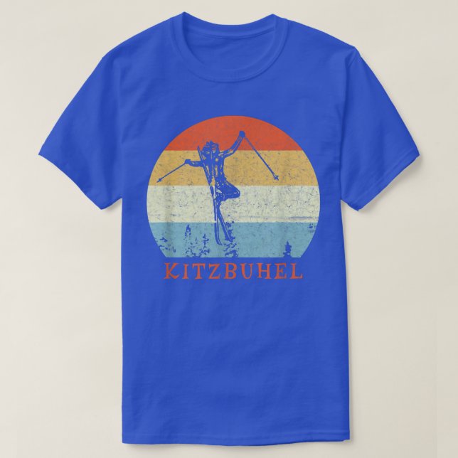 Camiseta Ski Kitzbuhel, Austria Vintage Snow Skiing Vacatio (Frente do Design)