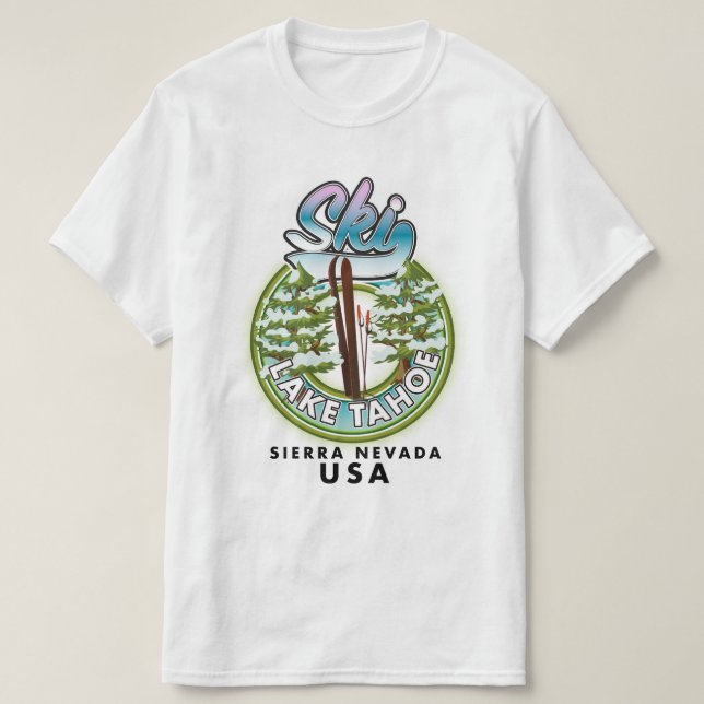 Camiseta Ski Lake Tahoe Sierra Nevada EUA (Frente do Design)