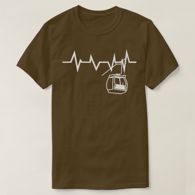Camiseta Ski Lift Heartbeat Skier (Frente do Design)