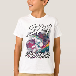 Camiseta Ski Montana Descida Skiing Adventure Montana Usa