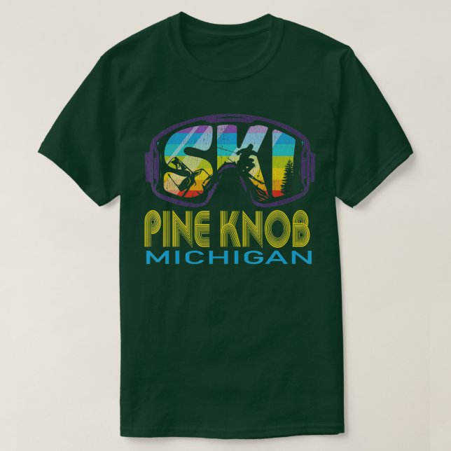 Camiseta Ski Pine Knob Michigan Esquiando Férias (Frente do Design)