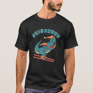 Camiseta Ski Saurus Dinossaur Skiur Rex Com Chapéu E Scarf