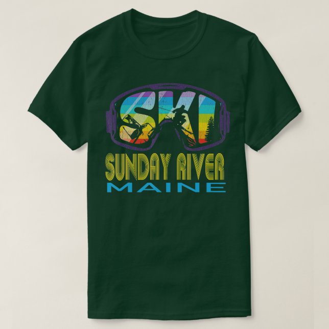 Camiseta Ski Sunday River Maine Skiing Vacing (Frente do Design)