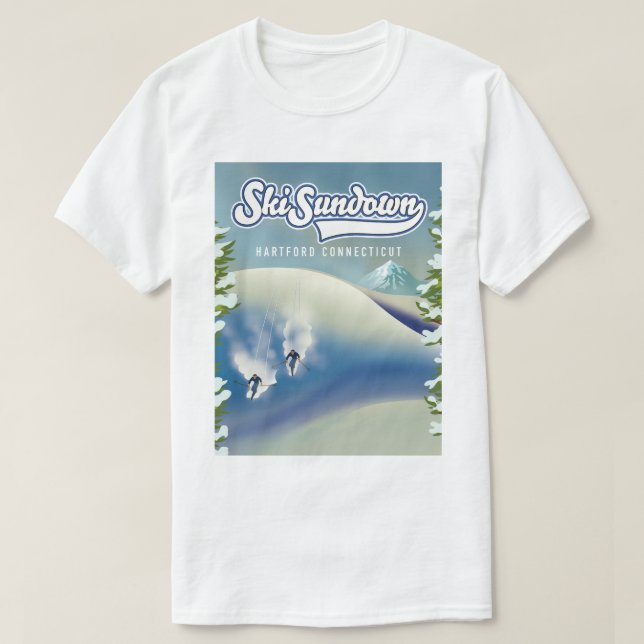 Camiseta Ski Sundown Hartford Connecticut poster de esqui (Frente do Design)