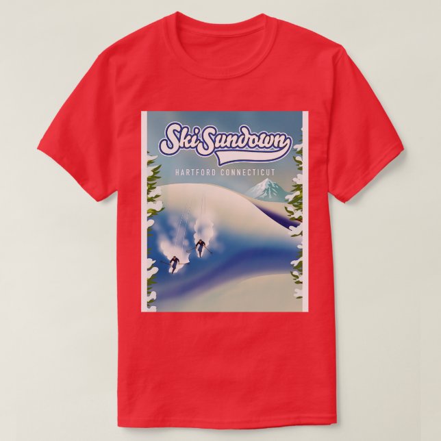 Camiseta Ski Sundown New Hartford ski poster (Frente do Design)