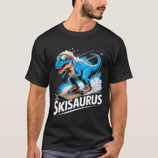 Camiseta Ski T-rex Winter Sport Skier Dino Funny Skiing Din