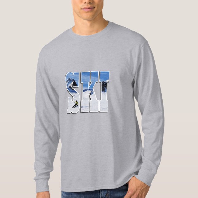 Camiseta SKI - Tipografia de Encosta de Montanha (Frente)