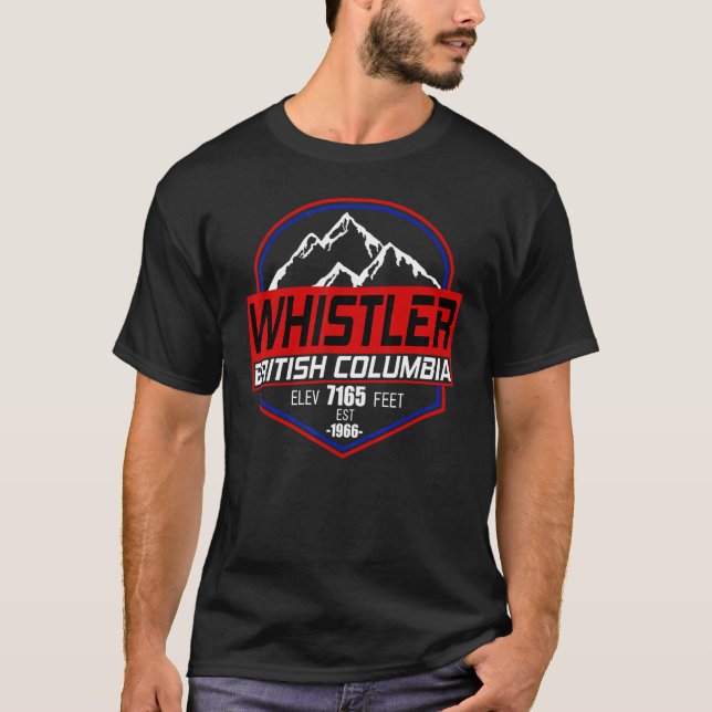 Camiseta Ski Whistler B C Canada Skiing and Mountain Biking (Frente)