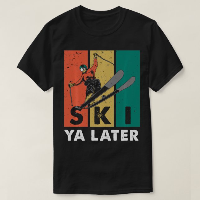 Camiseta Ski Ya Posterior Retro Espiões Atlíticos Esquiando (Frente do Design)