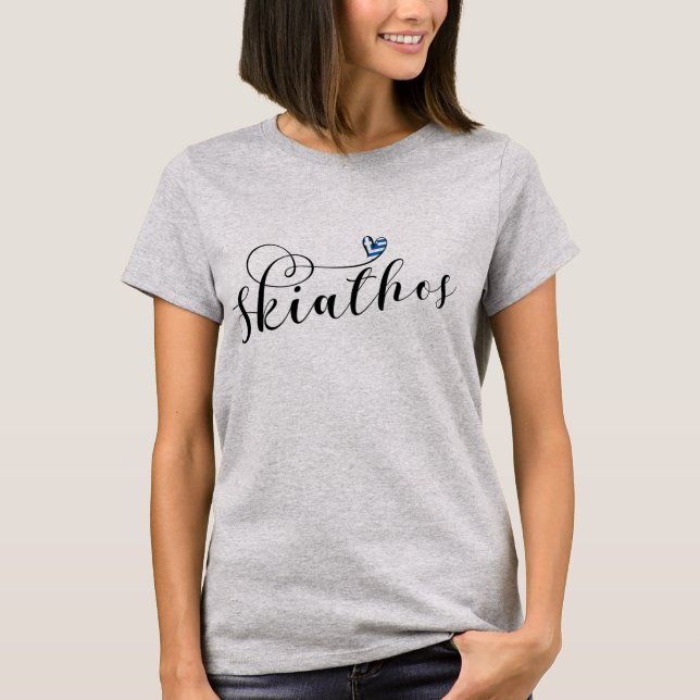Camiseta Skiathos Heart Design com Bandeira Grega (Frente)