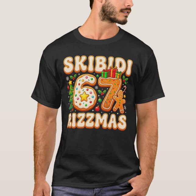 Camiseta SKIBIDI 67 RIZZMAS Six Seven Meme 6 7 Christmas (Frente)