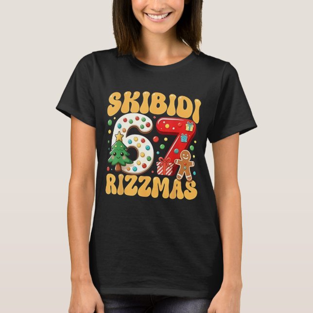 Camiseta SKIBIDI 67 RIZZMAS Six Seven Meme Christmas Boys G (Frente)