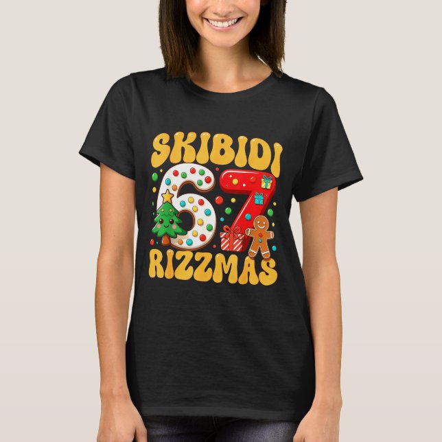 Camiseta Skibidi 67 Rizzmas Six Seven Meme Christmas Boys G (Frente)