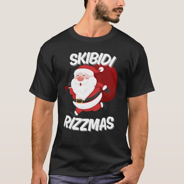 Camiseta Skibidi Rizzmas Engraçado Papai Noel Natal (Frente)