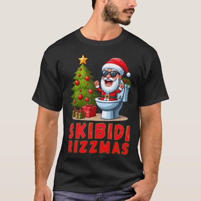 Camiseta Skibidi Rizzmas Natal Rizz Engraçado Papai Noel (Frente)
