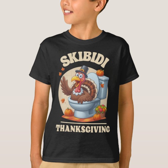 Camiseta Skibidi Thanksaking Engraçado Meme Skibidi Toilet, (Frente)