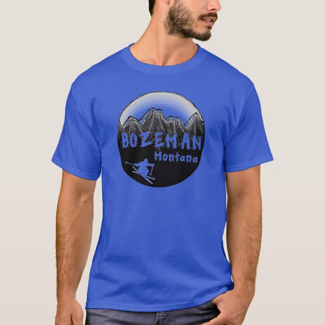 Camiseta Skier artístico de Bozeman Montana (Frente)