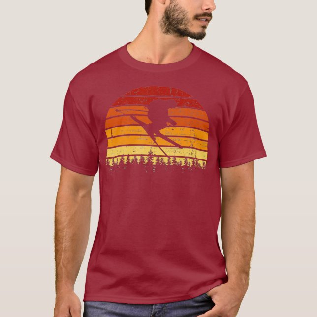 Camiseta Skier Retro Montanhas Vintage Esquiando esquiador (Frente)
