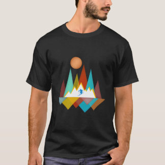 Camiseta Skier Snow Skiing Outdoor Mountains Forest Nature