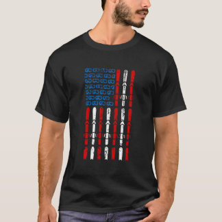 Camiseta Skiing American Flag 4Th Of Julyice Skater Usa