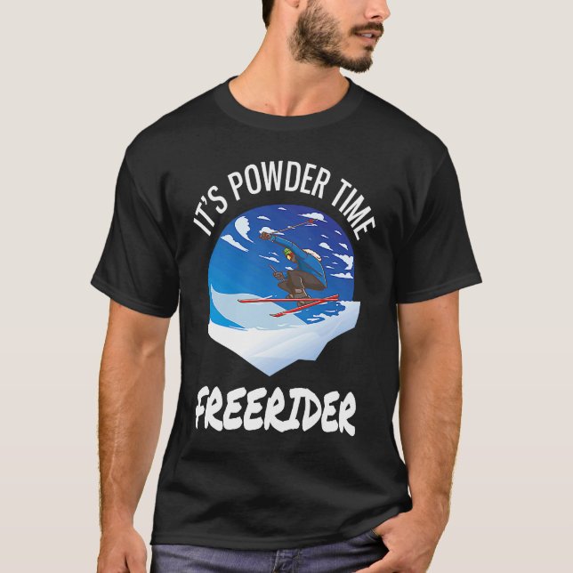 Camiseta Skiing It's Powder Time Freerider Freeriding (Frente)