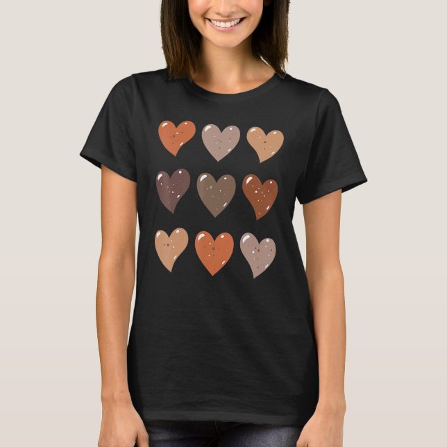 Camiseta Skin Tone Hearts Black History Melanin Afro Africa (Frente)