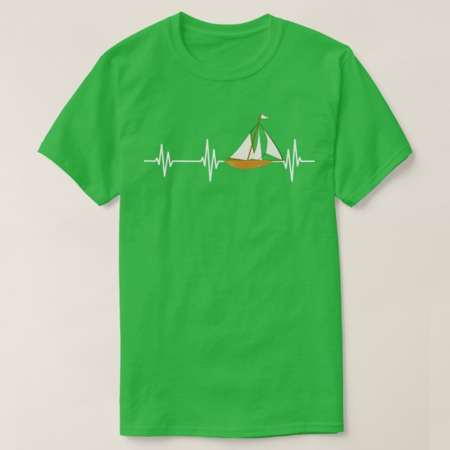 Camiseta Skipper Sail Boat Sea Lover Sailor Heartbeat Saili (Frente do Design)