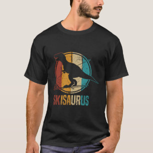 Camiseta Skisaurus Esquiando Dino Engraçado Esqui Dinossaur