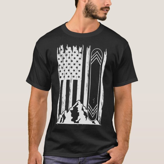 Camiseta Skiting Snowboard American Flag (Frente)