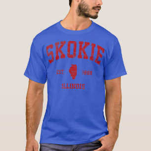 Camiseta Skokie Illinois IL Vintage Sports Design Red Print