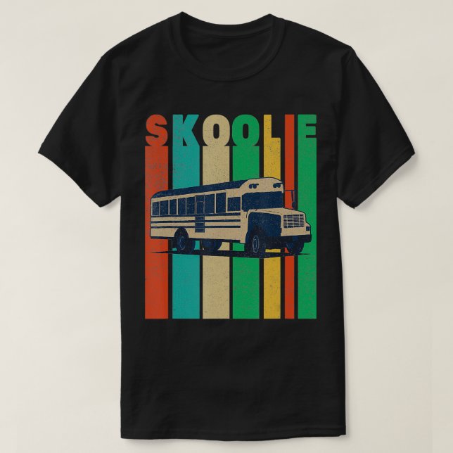 Camiseta Skoolie Bus Conversion Vintage RV Converted Schoo (Frente do Design)