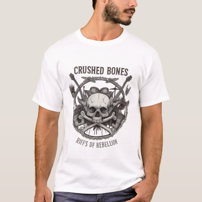 Camiseta Skull and Guitars Rock & Roll Album Art T-Shirt (Frente)