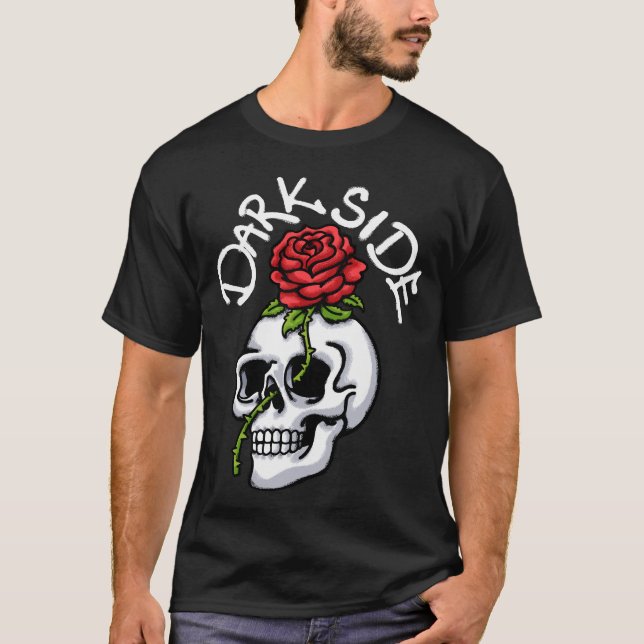 Camiseta Skull and Red Rose streetwear (Frente)