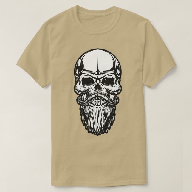 CAMISETA SKULL BARBER SQUELETON BEARD E MUSTACHE GIFT FOR (Frente do Design)