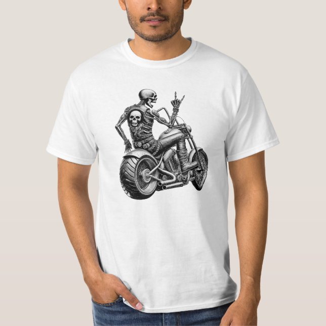 Camiseta "Skull-Biker" auf heisser Maschine (Frente)
