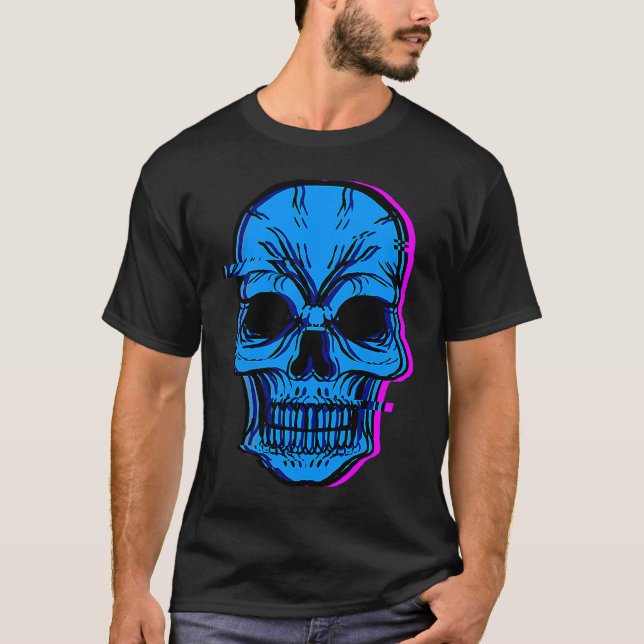 Camiseta Skull Blue Skeleton Bones Party Perfect  Idea (Frente)